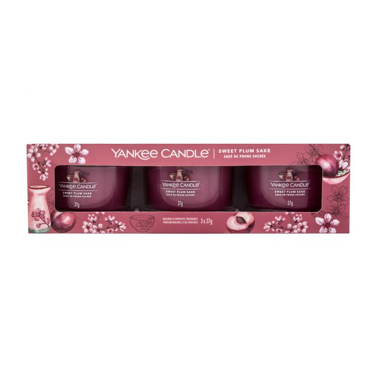 Yankee Candle Sweet Plum Sake Darilni set dnevna svečka 3 x 37 g