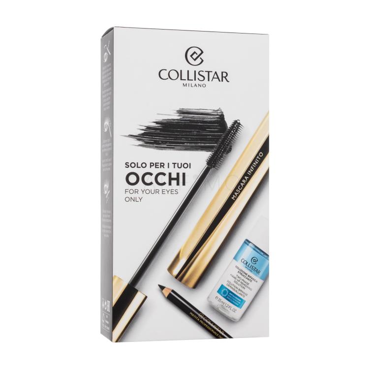 Collistar Infinito Darilni set maskara Infinito 11 ml + dvofazni odstranjevalec ličil Two-phase Make-up Removing Solution 35 ml + svinčnik za oči Professional Eye Pencil 0,8 g Black