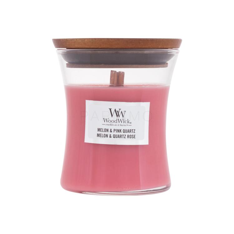 WoodWick Melon &amp; Pink Quartz Dišeča svečka 85 g