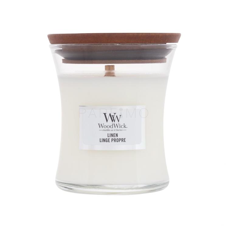WoodWick Linen Dišeča svečka 85 g