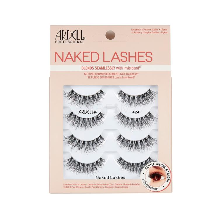 Ardell Naked Lashes 424 Umetne trepalnice za ženske 4 kos Odtenek Black poškodovana škatla