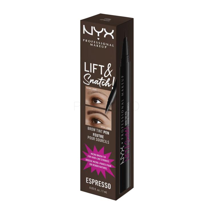 NYX Professional Makeup Lift &amp; Snatch! Svinčnik za obrvi za ženske 1 ml Odtenek 08 Espresso