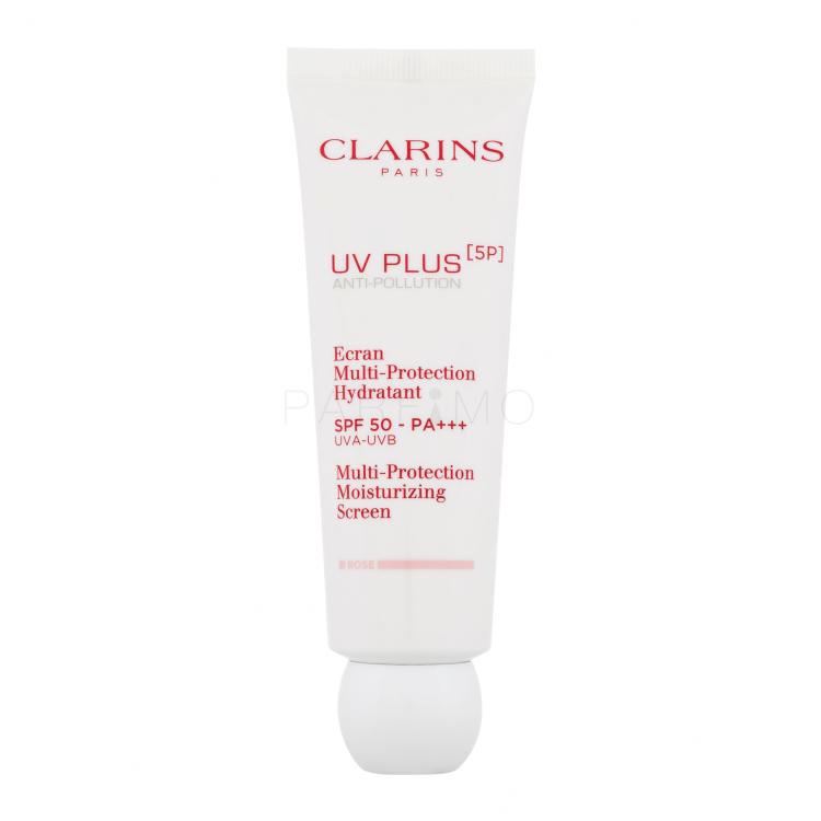 Clarins UV Plus 5P Multi-Protection Moisturizing Screen SPF50 Zaščita pred soncem za obraz za ženske 50 ml Odtenek Rose