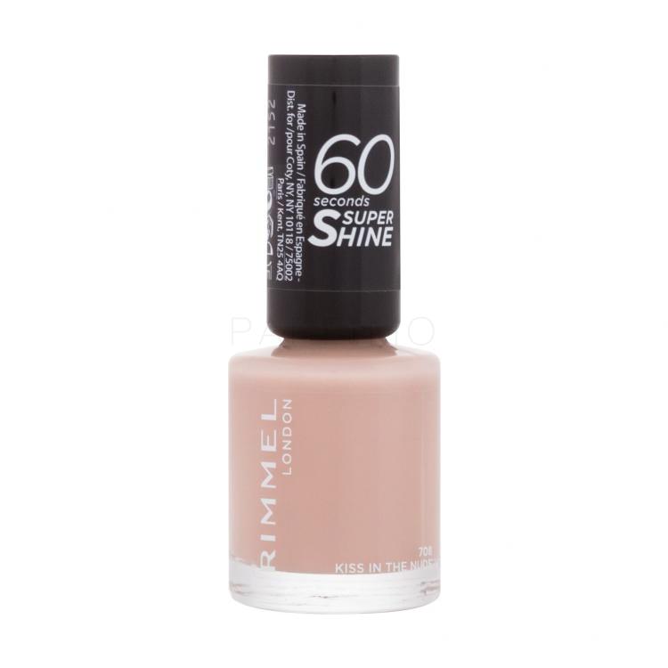 Rimmel London 60 Seconds Super Shine Lak za nohte za ženske 8 ml Odtenek 708 Kiss In The Nude