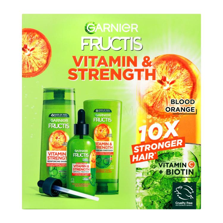 Garnier Fructis Vitamin &amp; Strength Darilni set šampon Fructis Vitamin &amp; Strength 250 ml + balzam Fructis Vitamin &amp; Strength 200 ml + serum za lase Fructis Vitamin &amp; Strength 125 ml