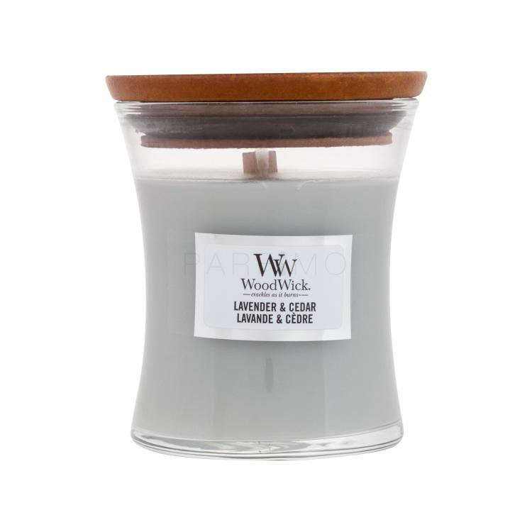WoodWick Lavender &amp; Cedar Dišeča svečka 85 g