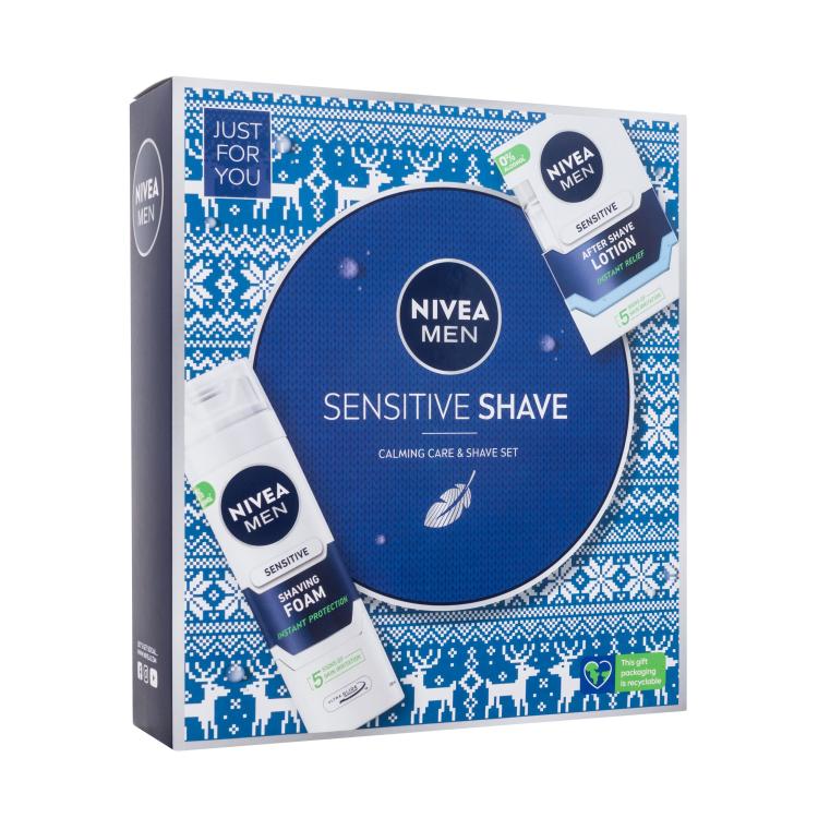 Nivea Men Sensitive Shave Darilni set vodica po britju Men Sensitive 100 ml + pena za britje Men Sensitive 200 ml