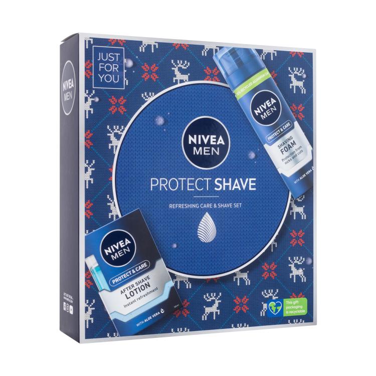 Nivea Men Protect Shave Darilni set vodica po britju Men Protect &amp; Care 100 ml + pena za britje Men Protect &amp; Care 200 ml