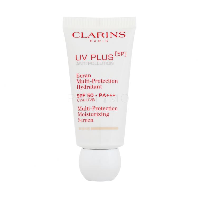 Clarins UV Plus 5P Multi-Protection Moisturizing Screen SPF50 Zaščita pred soncem za obraz za ženske 30 ml Odtenek Beige