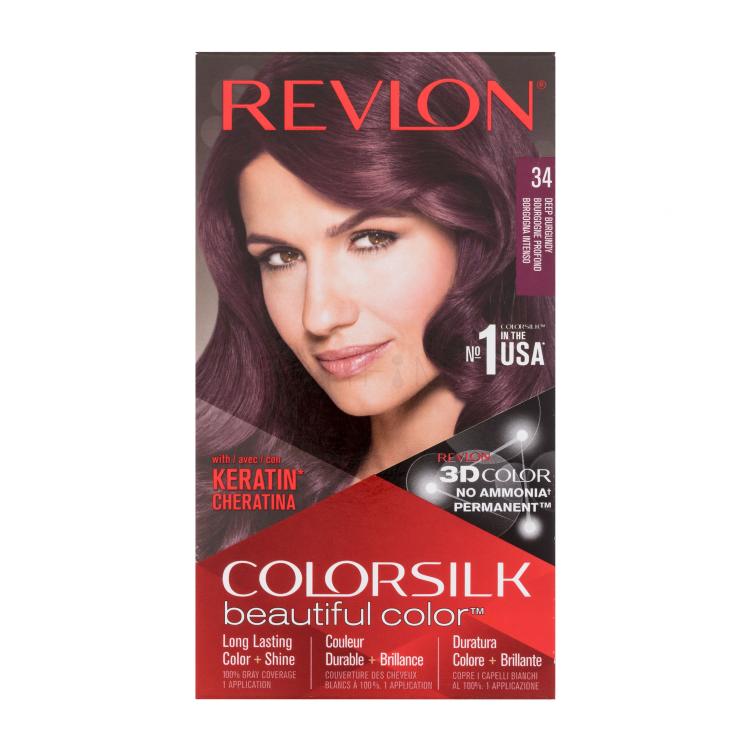 Revlon Colorsilk Beautiful Color Barva za lase za ženske Odtenek 34 Deep Burgundy Set