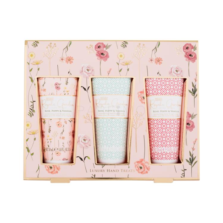 Baylis &amp; Harding Royale Garden Luxury Hand Treats Darilni set krema za roke Royale Garden Royale Garden Rose, Poppy &amp; Vanilla 3 x 50 ml