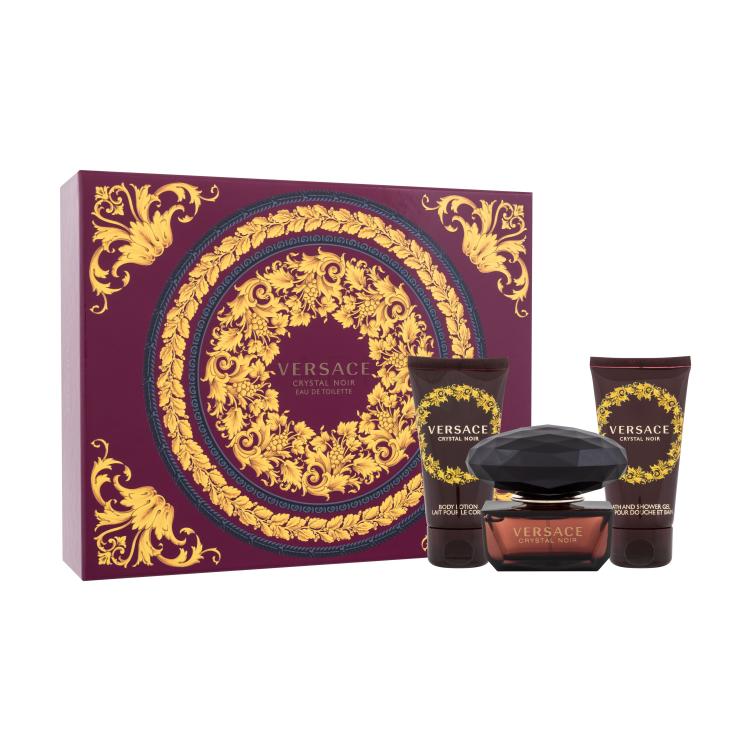 Versace Crystal Noir Darilni set toaletna voda 50 ml + losjon za telo 50 ml + gel za prhanje 50 ml