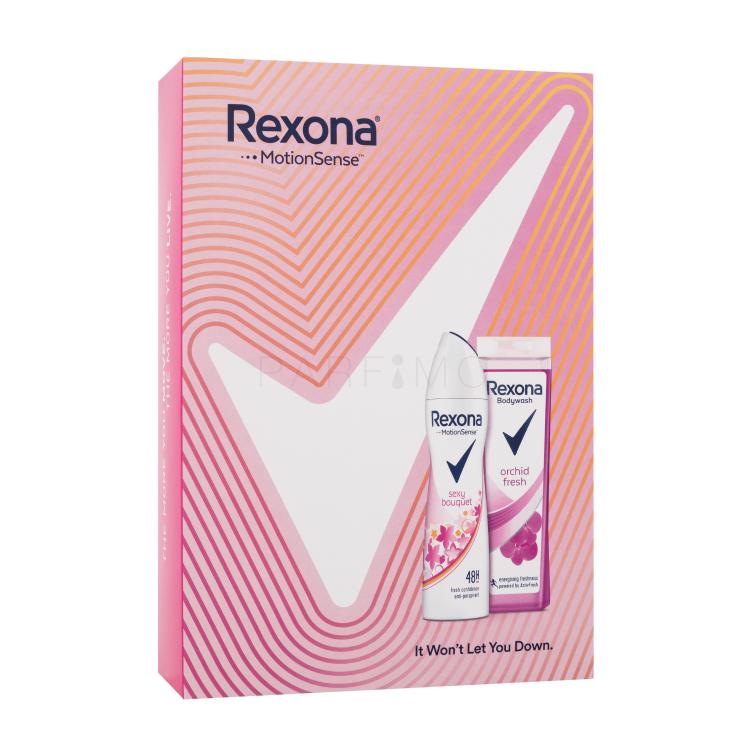 Rexona MotionSense Darilni set gel za prhanje Orchid Fresh 250 ml + antiperspirant MontionSense Sexy Bouquet 150 ml