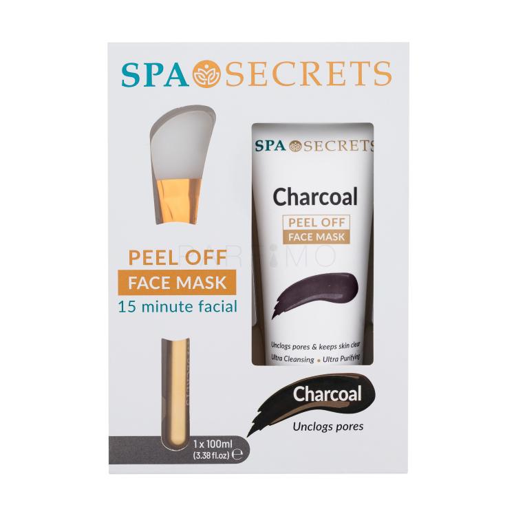 Xpel Spa Secrets Charcoal Peel Off Face Mask Darilni set maska za obraz Spa Secrets Charcoal Peel Off 100 ml + aplikator