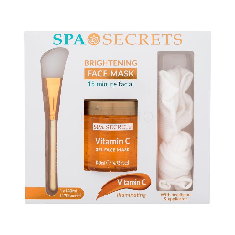 Xpel Spa Secrets Vitamin C Brightening Face Mask Darilni set maska za obraz Spa Secrets Vitamin C 140 ml + aplikator + trak za lase