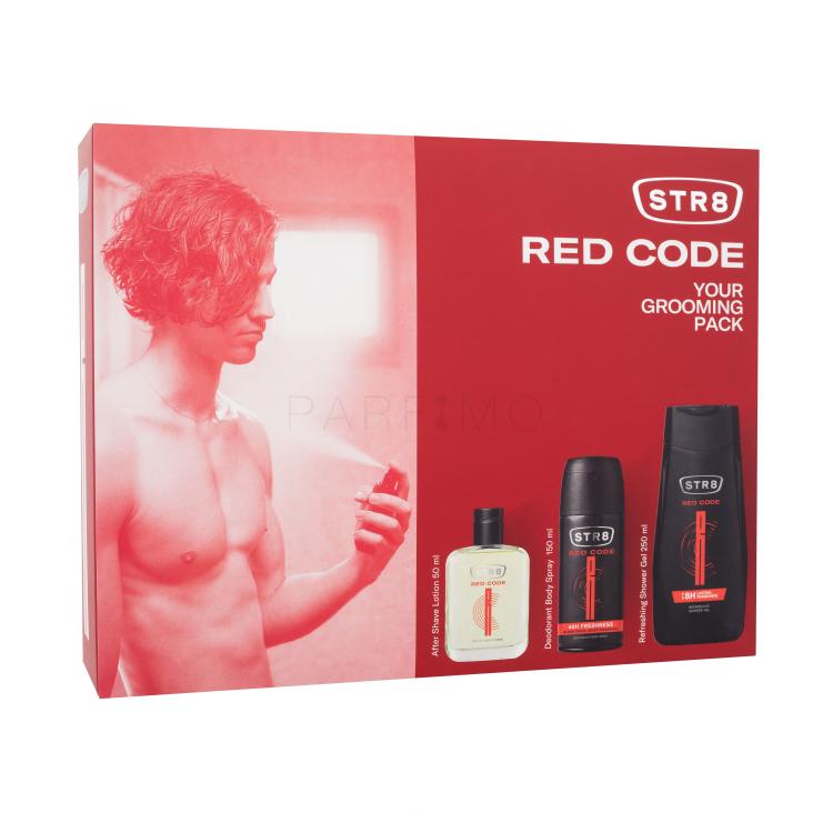 STR8 Red Code Darilni set vodica po britju 50 ml + deodorant 150 ml + gel za prhanje 250 ml