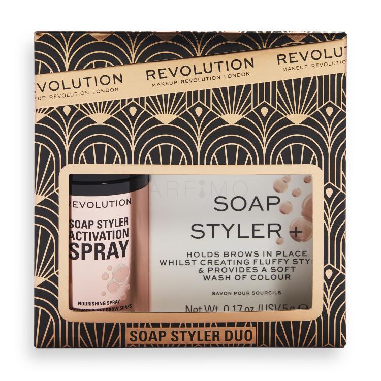 Makeup Revolution London Soap Styler+ Duo Darilni set milo za obrvi Soap Styler 5 g + sprej za obrvi Soap Styler Brow Activation Spray 50 ml