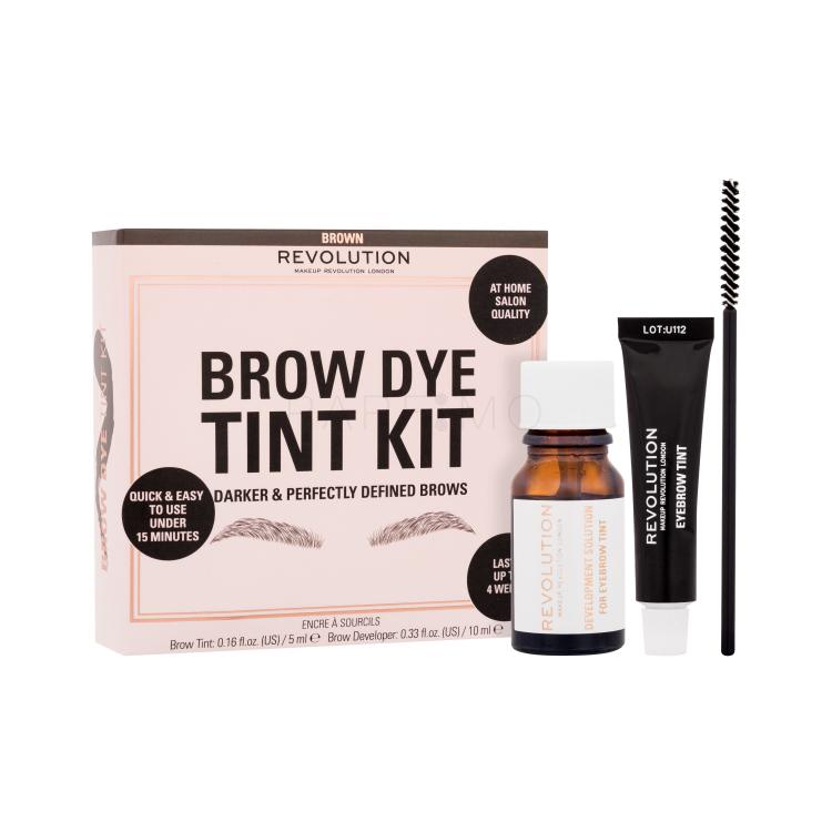 Makeup Revolution London Brow Dye Tint Kit Barva za obrvi za ženske Odtenek Brown Set