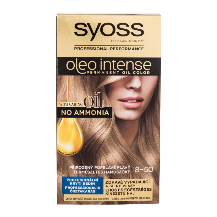 Syoss Oleo Intense Permanent Oil Color Barva za lase za ženske 50 ml Odtenek 8-50 Natural Ashy Blond