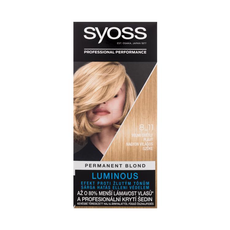 Syoss Permanent Coloration Permanent Blond Barva za lase za ženske 50 ml Odtenek 8-11 Very Light Blond