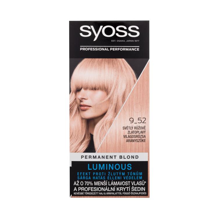Syoss Permanent Coloration Permanent Blond Barva za lase za ženske 50 ml Odtenek 9-52 Light Rose Gold Blond