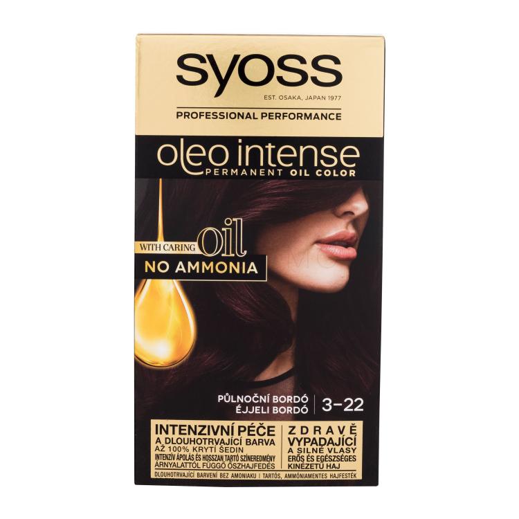 Syoss Oleo Intense Permanent Oil Color Barva za lase za ženske 50 ml Odtenek 3-22 Midnight Bordeaux
