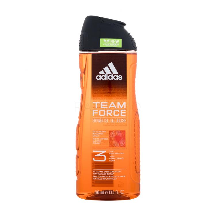 Adidas Team Force Shower Gel 3-In-1 New Cleaner Formula Gel za prhanje za moške 400 ml