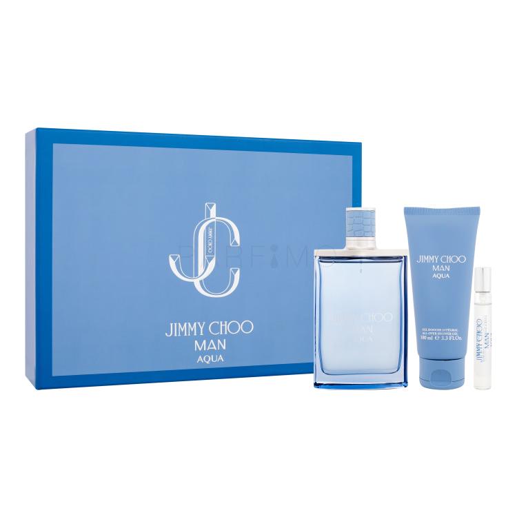 Jimmy Choo Man Aqua Darilni set toaletna voda 100 ml + toaletna voda 7,5 ml + gel za prhanje 100 ml