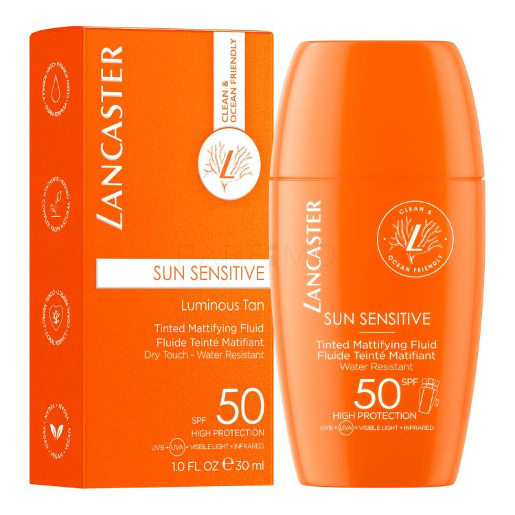 Lancaster Sun Sensitive Tinted Mattifying Fluid SPF50 Zaščita pred soncem za obraz za ženske 30 ml