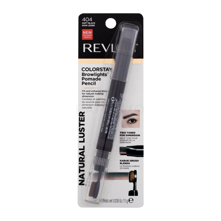 Revlon Colorstay Browlights Pomade Pencil Svinčnik za obrvi za ženske 1,1 g Odtenek 404 Soft Black