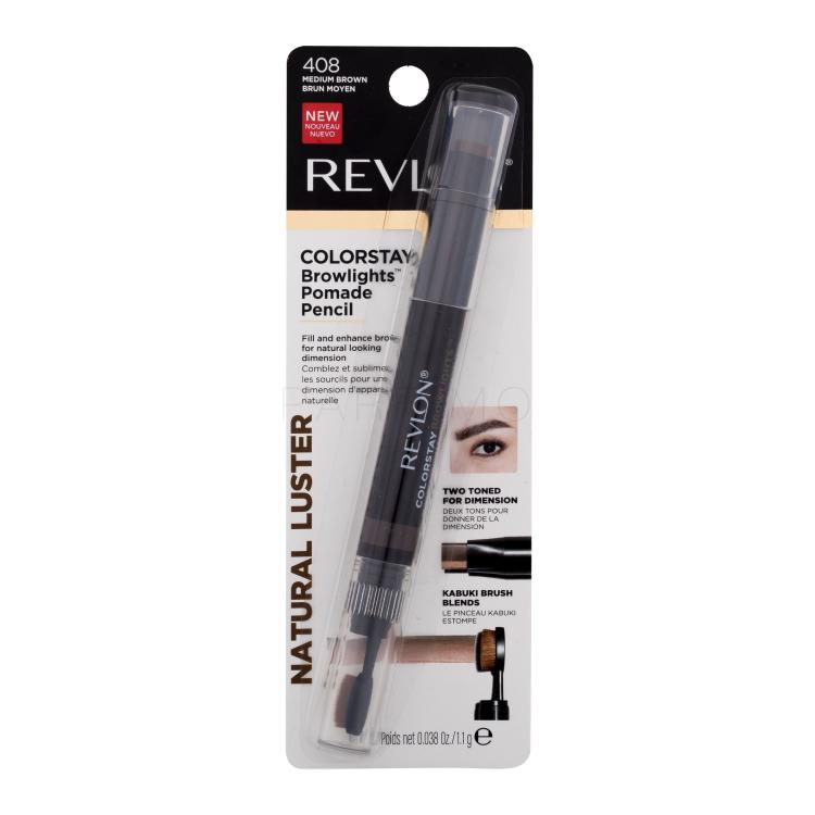 Revlon Colorstay Browlights Pomade Pencil Svinčnik za obrvi za ženske 1,1 g Odtenek 408 Medium Brown