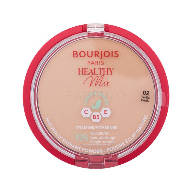 BOURJOIS Paris Healthy Mix Clean &amp; Vegan Naturally Radiant Powder Puder v prahu za ženske 10 g Odtenek 02 Vanilla
