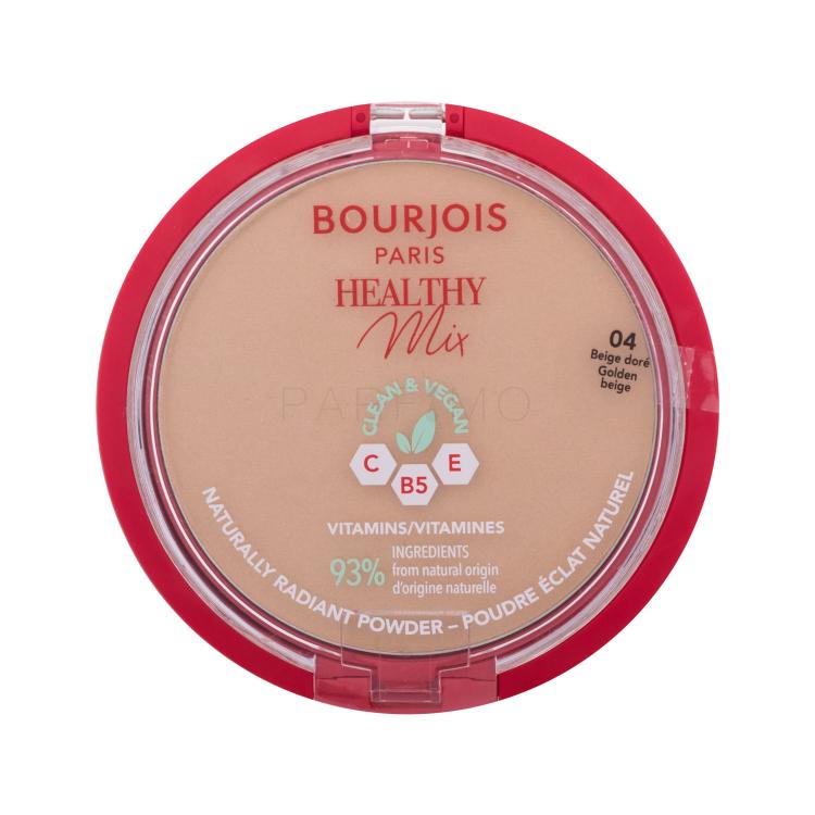 BOURJOIS Paris Healthy Mix Clean &amp; Vegan Naturally Radiant Powder Puder v prahu za ženske 10 g Odtenek 04 Golden Beige