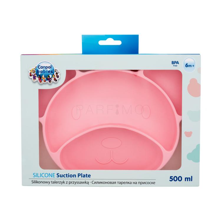 Canpol babies Silicone Suction Plate Pink Posodica za otroke 500 ml