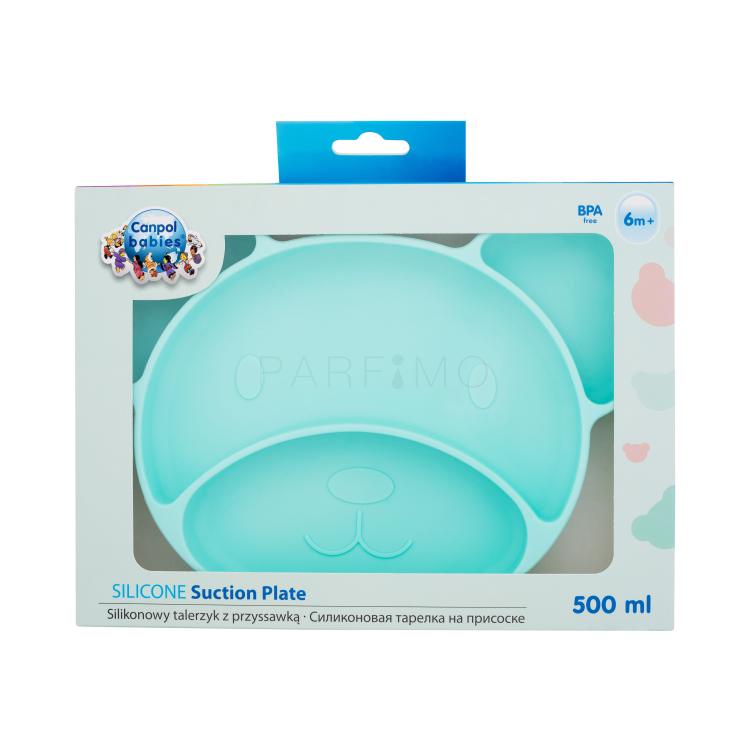 Canpol babies Silicone Suction Plate Turquoise Posodica za otroke 500 ml