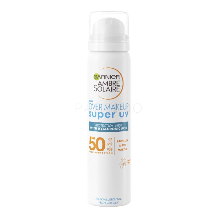 Garnier Ambre Solaire Super UV Over Makeup Protection Mist SPF50 Zaščita pred soncem za obraz 75 ml