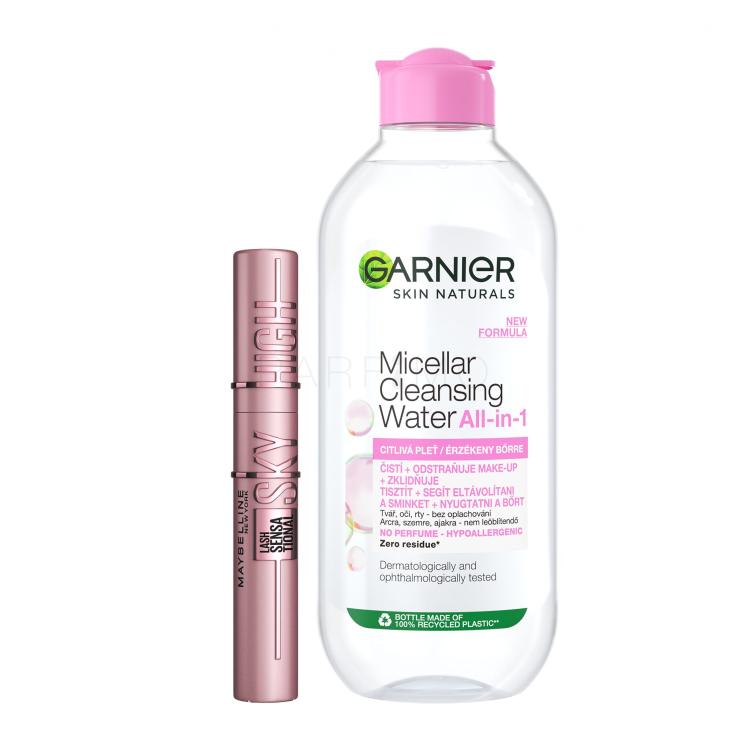 Set Micelarna vodica Garnier Skin Naturals Micellar Water All-In-1 Sensitive + Maskara Maybelline Lash Sensational Sky High