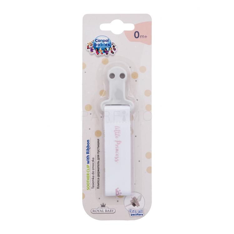 Canpol babies Royal Baby Soother Clip With Ribbon Little Princess Verižica za dudo za otroke 1 kos