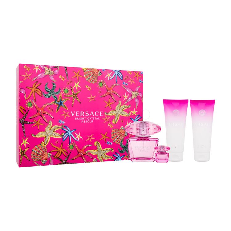 Versace Bright Crystal Absolu Darilni set parfumska voda 90 ml + gel za prhanje 100 ml + parfumska voda 5 ml + losjon za telo 100 ml