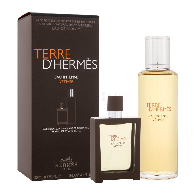 Hermes Terre d´Hermès Eau Intense Vétiver Darilni set parfumska voda 30 ml + polnilo za parfumsko vodo 125 ml poškodovana škatla