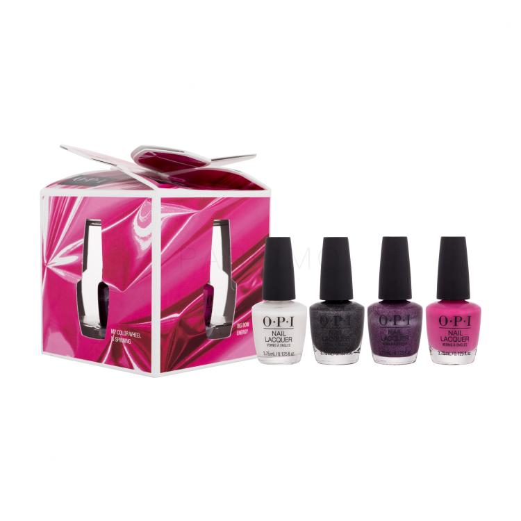 OPI Holiday Celebration Collection Darilni set lak za nohte Nail Lacquer 3,75 ml Snow Day In LA + lak za nohte Nail Lacquer 3,75 ml Big Bow Energy + lak za nohte Nail Lacquer 3,75 ml My Color Wheel In Spinning + lak za nohte Nail Lacquer 3,75 ml Turn Bright After Sunset