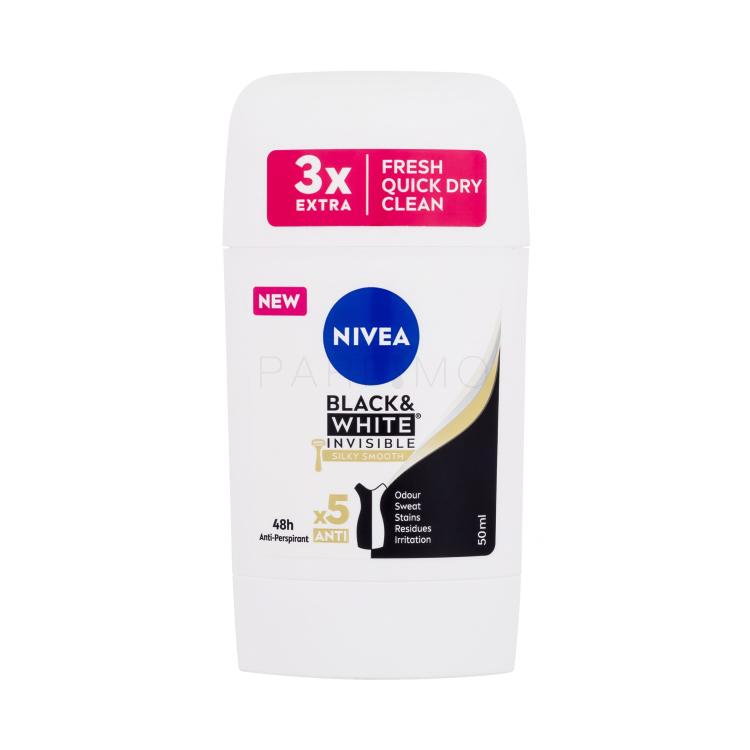 Nivea Black &amp; White Invisible Silky Smooth 48h Antiperspirant za ženske 50 ml