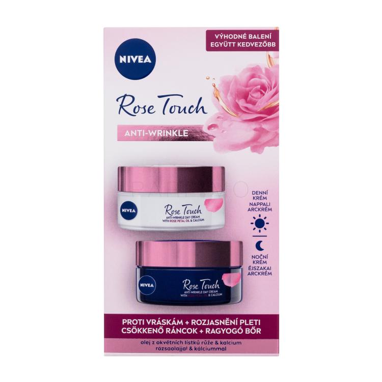 Nivea Rose Touch Darilni set dnevna krema za obraz Rose Touch Anti-Wrinkle Day Cream 50 ml + nočna krema za obraz Rose Touch Anti-Wrinkle Night Cream 50 ml