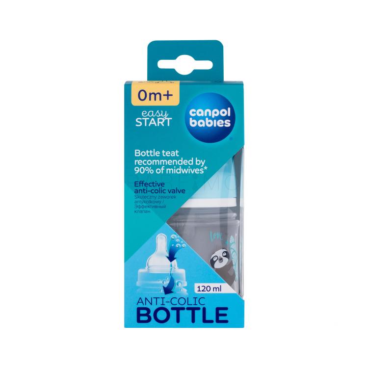 Canpol babies Exotic Animals Easy Start Anti-Colic Bottle Blue 0m+ Otroška steklenička za otroke 120 ml