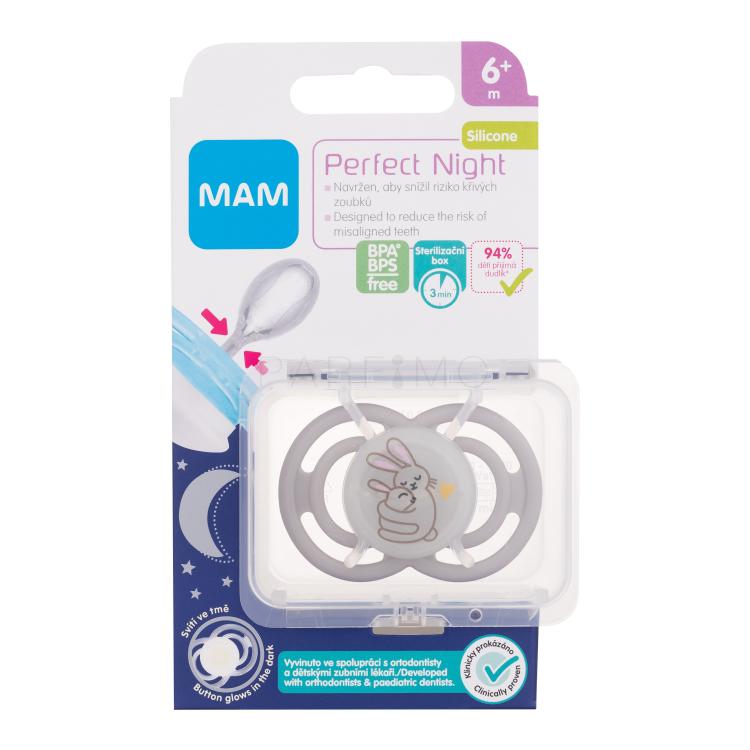 MAM Perfect Night Silicone Pacifier 6m+ Hares Duda za otroke 1 kos