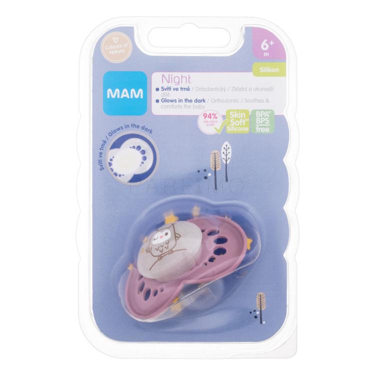 MAM Night Silicone Pacifier 6m+ Owl Duda za otroke 1 kos