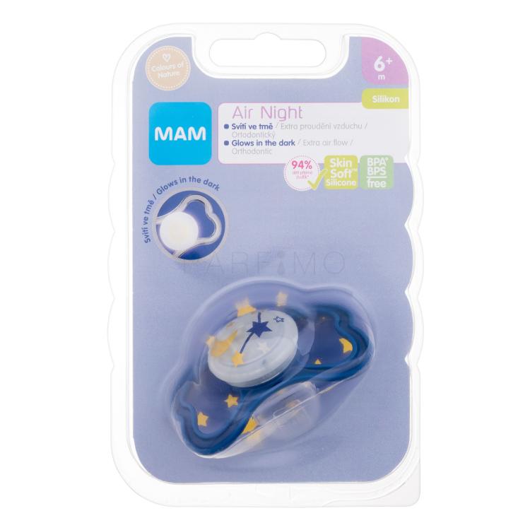 MAM Air Night Silicone Pacifier 6m+ Stars Duda za otroke 1 kos