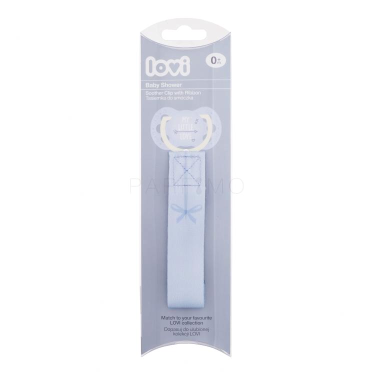 LOVI Baby Shower Soother Clip With Ribbon Boy Verižica za dudo za otroke 2 kos