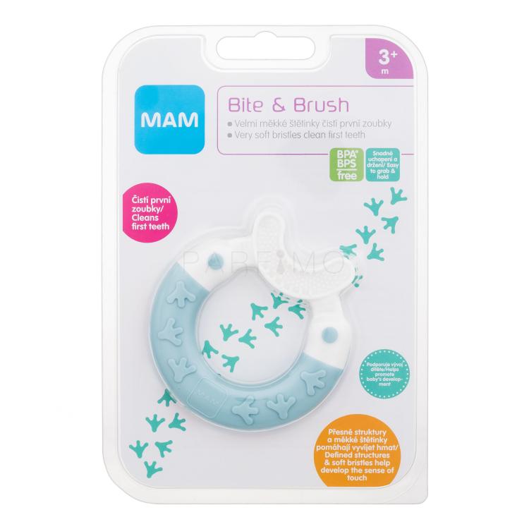 MAM Bite &amp; Brush Teether 3m+ Turquoise Grizalo za otroke 1 kos