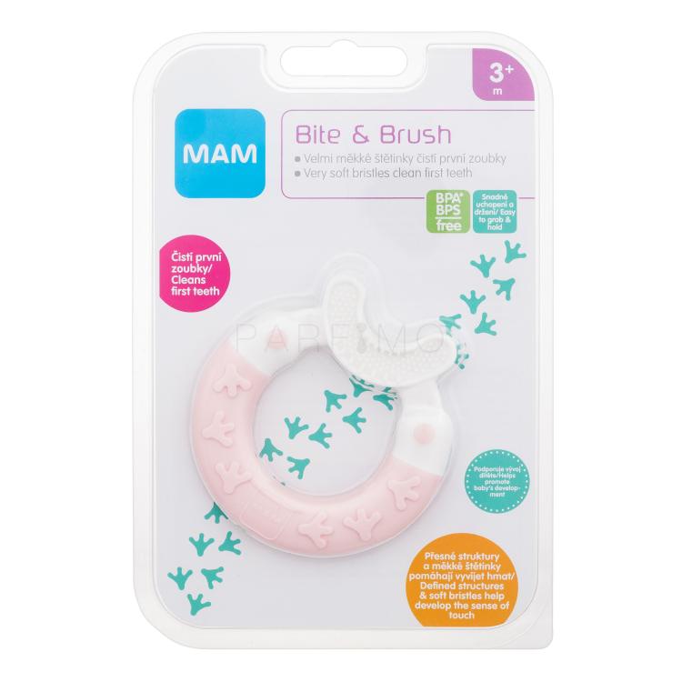 MAM Bite &amp; Brush Teether 3m+ Pink Grizalo za otroke 1 kos